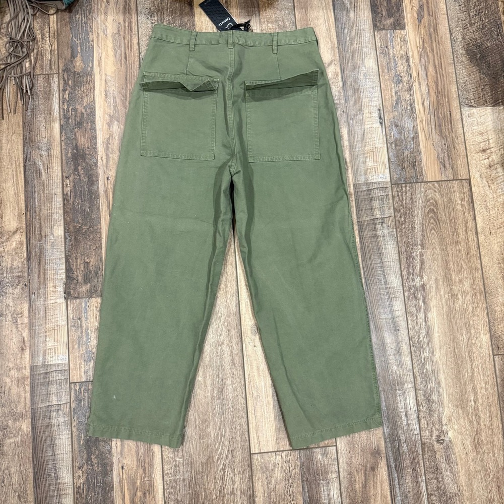 Cristina Lei Green Wide Leg Utility Pants Made in Italy Cotton 10754 Womens S - Picture 2 of 7